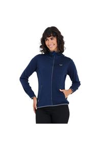 WOOLONA - Damska bluza rozpinana z kapturem 100% Merino - Marin/Woolona. Typ kołnierza: kaptur. Kolor: niebieski #1