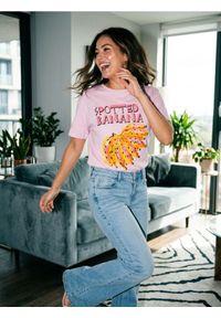 Sinsay - Bawełniana koszulka z nadrukiem - fioletowy. Kolor: fioletowy. Materiał: bawełna. Wzór: nadruk #1