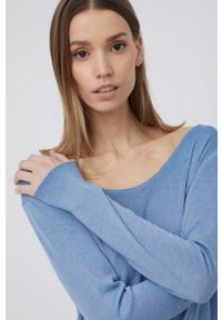 Frieda & Freddies sweter damski lekki. Kolor: niebieski. Materiał: materiał, dzianina. Długość rękawa: długi rękaw. Długość: długie #2