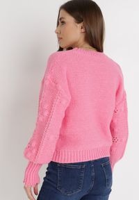 Born2be - Różowy Sweter Cesas. Kolor: różowy. Długość: długie. Wzór: aplikacja. Styl: klasyczny #4