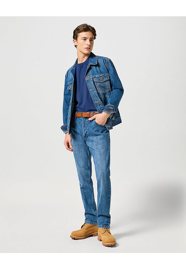 Wrangler - WRANGLER MĘSKI PASEK SKÓRZANY LEATHER BELT COGNAC 112358070 PREMIUM W0N7014672. Materiał: skóra. Wzór: paski. Styl: klasyczny