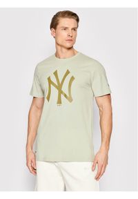 New Era T-Shirt New York Yankees MLB Logo 12033497 Beżowy Regular Fit. Kolor: beżowy. Materiał: bawełna