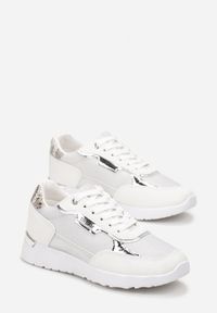 Born2be - Białe Sneakersy z Metalicznymi Wstawkami i Brokatem Balfora. Kolor: biały #3