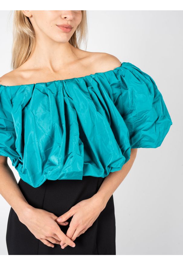 Pinko Sukienka "Isola" | 101248 A0VQ | Kobieta | Czarny, Turkusowy. Typ kołnierza: dekolt w łódkę. Kolor: czarny, turkusowy, wielokolorowy. Materiał: poliester, elastan. Długość rękawa: krótki rękaw. Typ sukienki: dopasowane. Długość: mini