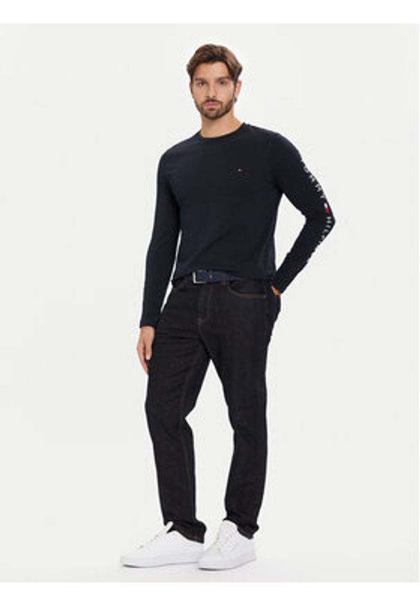 TOMMY HILFIGER - Tommy Hilfiger Longsleeve Logo MW0MW09096 Granatowy Regular Fit. Kolor: niebieski. Materiał: bawełna. Długość rękawa: długi rękaw