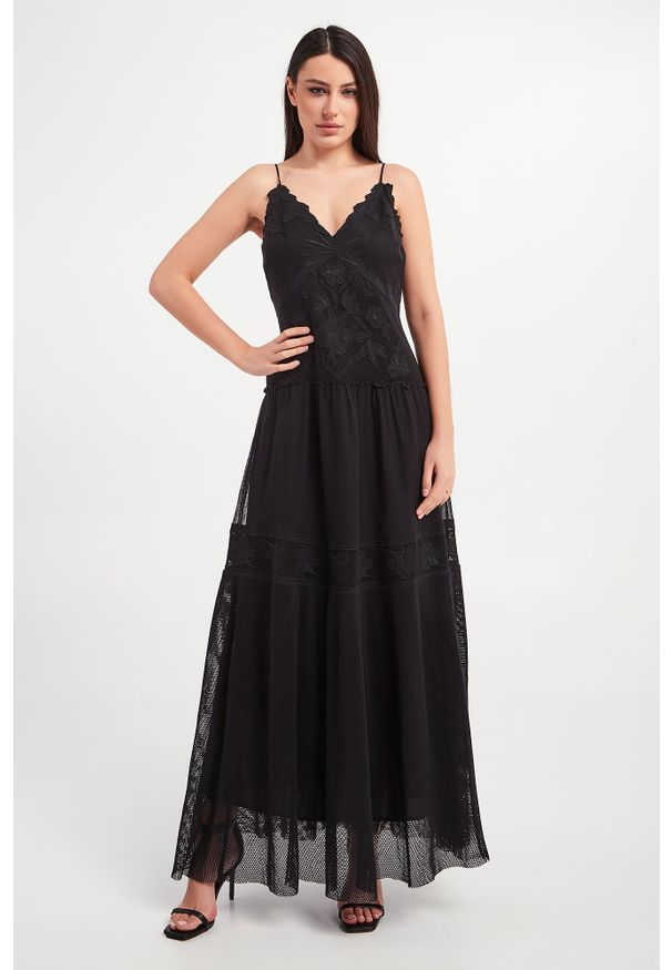 Pinko - Sukienka Oristano PINKO. Materiał: koronka. Długość rękawa: na ramiączkach. Długość: maxi