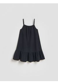 Reserved - Sukienka na ramiączkach - czarny. Kolor: czarny. Materiał: bawełna. Długość rękawa: na ramiączkach #1