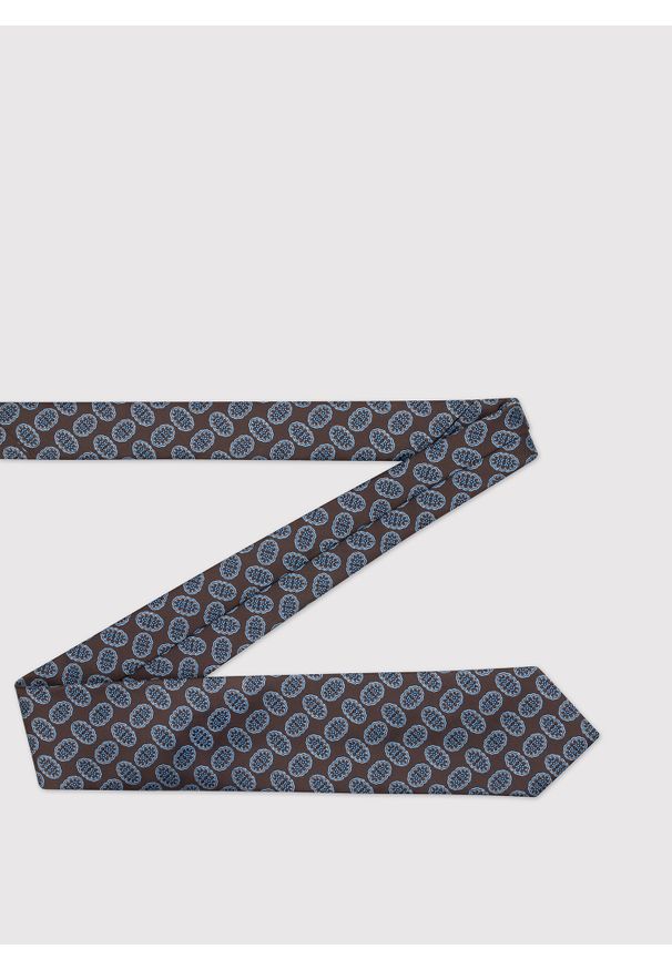 Pako Lorente - PAKO LORENTE – Brązowy krawat męski. Kolor: brązowy. Materiał: poliester. Wzór: geometria