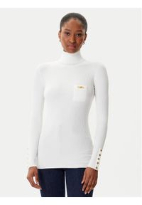 Elisabetta Franchi Golf MK-11B-56E2-V290 Biały Slim Fit. Typ kołnierza: golf. Kolor: biały. Materiał: syntetyk