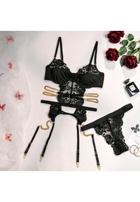 Intica - Komplet bielizny z koronkowym wykończeniem Lina. Kolor: czarny. Materiał: koronka. Wzór: koronka #1