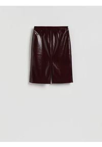 Reserved - Spódnica midi z imitacji skóry - burgundowy. Kolor: czerwony. Materiał: skóra #1