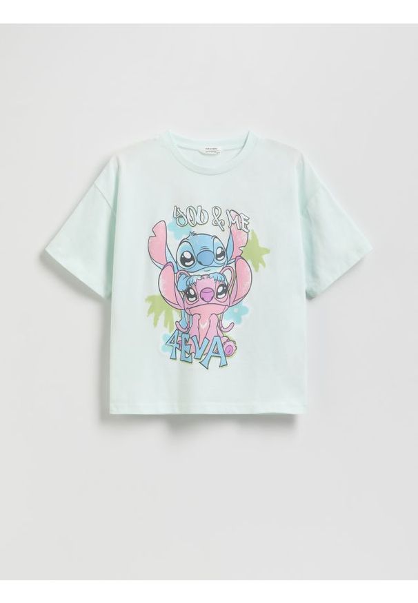 Reserved - T-shirt Lilo i Stitch - jasnoturkusowy. Kolor: turkusowy. Materiał: bawełna