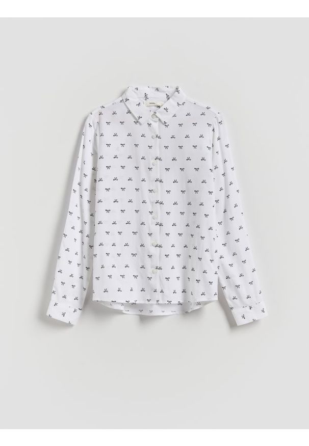 Reserved - Wzorzysta koszula z wiskozy - biały. Kolor: biały. Materiał: wiskoza