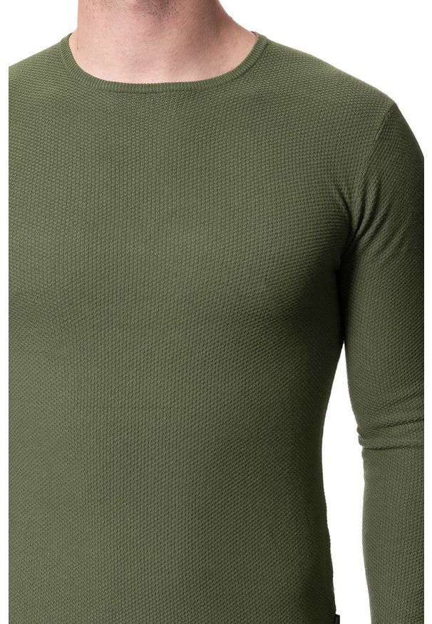 Wrangler - MĘSKI SWETER WRANGLER PIQUE CREW KNIT DEEP LICHEN GRN W8616PT1X 112132317