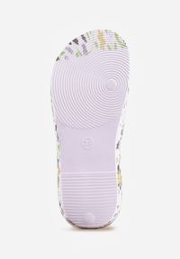 Born2be - Biało-Czarne Klapki Piankowe Basenowe na Grubej Podeszwie Mephistae. Okazja: na co dzień. Kolor: biały. Materiał: len, dresówka. Sezon: lato. Styl: wakacyjny, casual #3