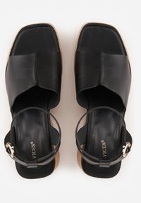 Born2be - Czarne Sandały VICES na Koturnie z Imitacji Korka z Paskiem wokół Kostki Kelania. Okazja: na co dzień. Zapięcie: pasek. Kolor: czarny. Obcas: na koturnie. Styl: casual, elegancki #6
