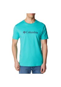 columbia - Koszulka Columbia CSC Basic Logo 1680053454 - niebieska. Kolor: niebieski. Materiał: bawełna, dzianina. Długość rękawa: krótki rękaw. Długość: krótkie