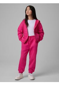 4f - 4F Bluza dresowa loose z kapturem dziewczęca - różowa 146/152 (10-12 lat). Okazja: na co dzień, na uczelnię. Typ kołnierza: kaptur. Kolor: różowy. Materiał: dresówka. Sezon: lato. Styl: casual #2