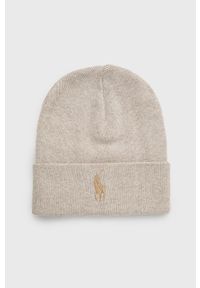 Polo Ralph Lauren czapka bawełniana kolor beżowy z cienkiej dzianiny bawełniana. Kolor: beżowy. Materiał: bawełna, dzianina #1