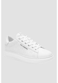 Karl Lagerfeld - KARL LAGERFELD Białe męskie sneakersy skórzane KAPRI Monogram Emboss, Rozmiar 46. Okazja: na co dzień. Kolor: biały. Materiał: skóra #1