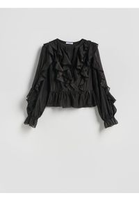 Reserved - Bluzka z lyocellem - czarny. Kolor: czarny. Materiał: tkanina #1