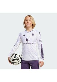 Adidas - Koszulka Manchester United 25/26 Long Sleeve Away Jersey. Kolor: biały. Materiał: jersey. Długość rękawa: długi rękaw. Sport: piłka nożna