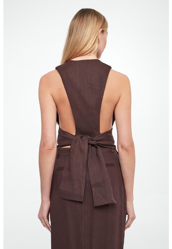 Elisabetta Franchi - Kamizelka damska lniana ELISABETTA FRANCHI. Materiał: len