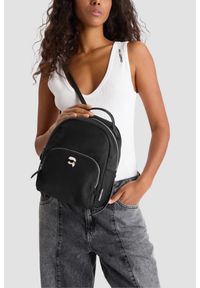 Karl Lagerfeld - KARL LAGERFELD Czarny mały plecak damski Ikon Nylon. Kolor: czarny. Materiał: nylon. Wzór: aplikacja. Styl: casual, elegancki #6