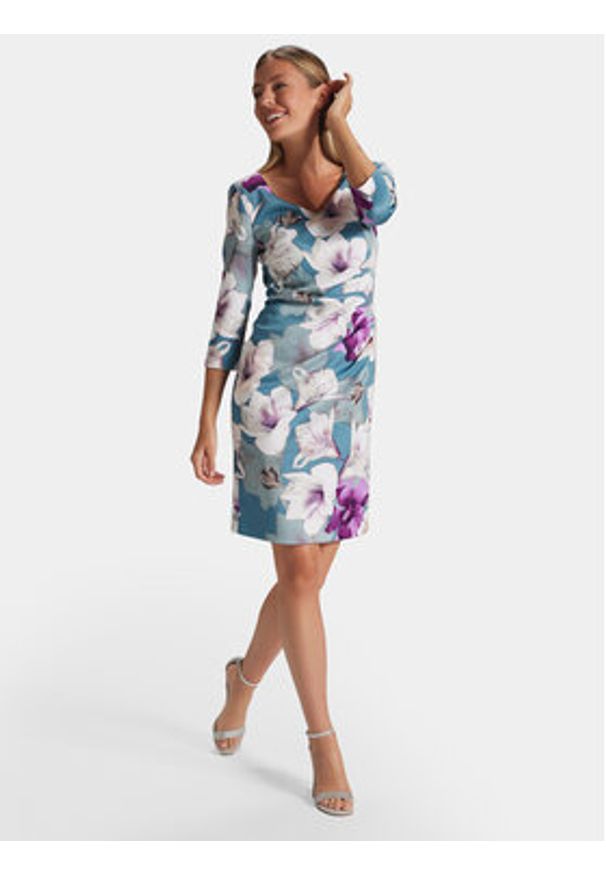 Swing Sukienka koktajlowa 5AG07300 Kolorowy Slim Fit. Materiał: syntetyk. Wzór: kolorowy. Styl: wizytowy