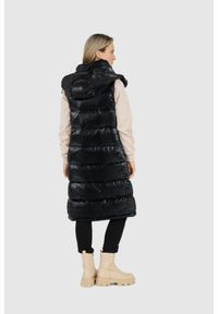 Blauer USA - BLAUER Długi błyszczący bezrękawnik puchowy damski Erika, Rozmiar L. Kolor: czarny. Materiał: poliamid, puch. Długość rękawa: bez rękawów. Długość: długie #3