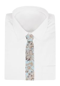 Męski Krawat - Pudrowy Błękit, Beżowy Wzór - Alties. Kolor: niebieski. Materiał: tkanina. Styl: elegancki, wizytowy #5