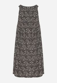 Born2be - Czarna Rozkloszowana Sukienka z Bawełny w Abstrakcyjny Wzór Annivione. Kolor: czarny. Materiał: bawełna. Długość rękawa: na ramiączkach. Styl: elegancki, klasyczny #4