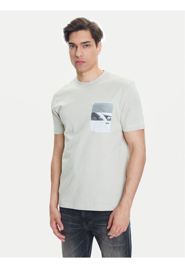 BOSS T-Shirt Te_Container 50546920 Beżowy Regular Fit. Kolor: beżowy. Materiał: bawełna