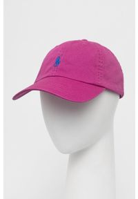 Polo Ralph Lauren czapka bawełniana 710667709073 kolor różowy z aplikacją. Kolor: różowy. Materiał: bawełna. Wzór: aplikacja #1