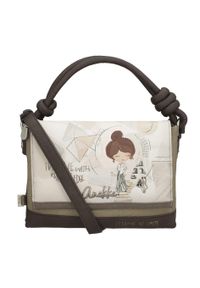 Listonoszka damska Anekke, z klapką z dekoracyjnym nadrukiem i krótką rączką z ozdobnymi węzłami wyposażona w dodatkowy pasek na ramię, wielokolorowa. Kolor: biały. Wzór: nadruk. Styl: casual, elegancki. Rodzaj torebki: na ramię #7