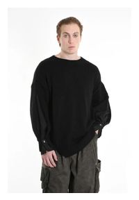 La Haine Inside Us Sweter | 3K M1111 | Mężczyzna | Czarny. Okazja: na co dzień. Kolor: czarny. Materiał: wełna, wiskoza, akryl. Sezon: lato. Styl: casual, elegancki