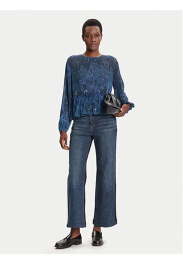 Desigual Jeansy Twist 25WWDD14 Granatowy Wide Leg. Kolor: niebieski