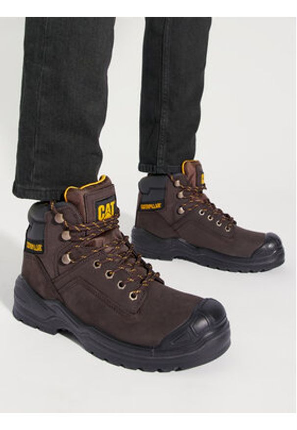 CAT Footwear Trapery Striver Bump St S3 P725098 Brązowy. Kolor: brązowy. Materiał: nubuk, skóra