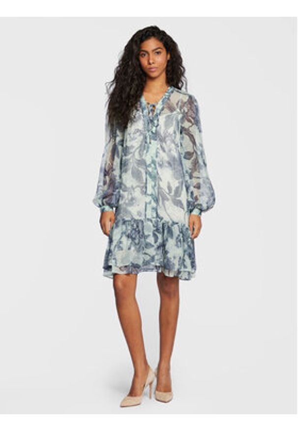 Guess Sukienka codzienna W3RK01 WDW52 Niebieski Regular Fit. Okazja: na co dzień. Kolor: niebieski. Materiał: syntetyk. Typ sukienki: proste. Styl: casual