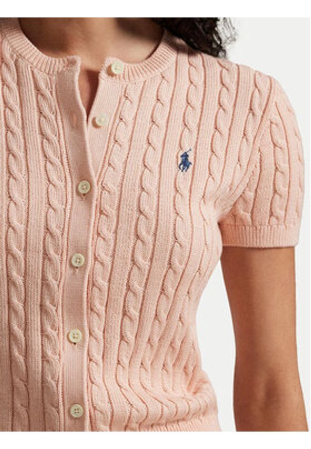 Polo Ralph Lauren Kardigan 211965760001 Pomarańczowy Slim Fit. Typ kołnierza: polo. Kolor: pomarańczowy. Materiał: bawełna