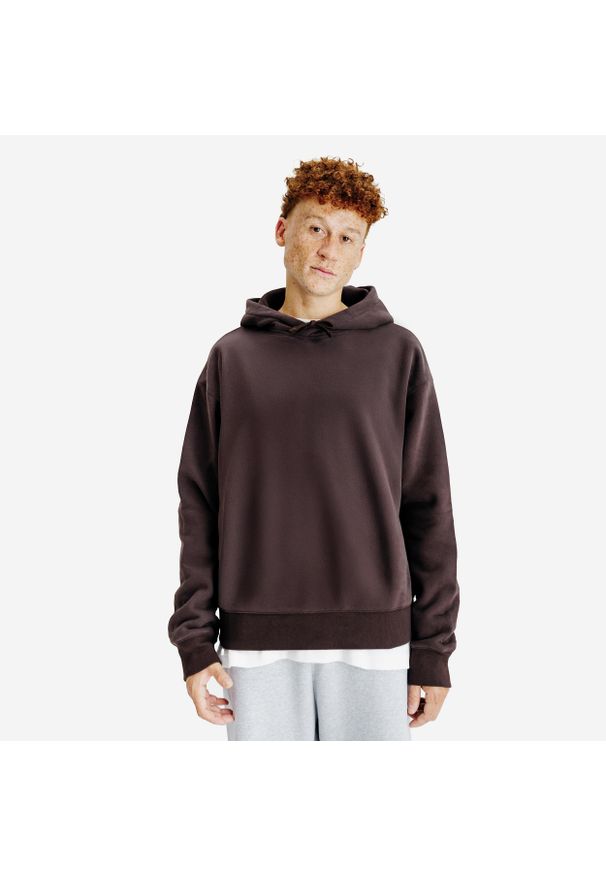 Decathlon - Bluza z kapturem męska Elementals. Typ kołnierza: kaptur. Kolor: brązowy. Materiał: poliester, elastan, tkanina, prążkowany, bawełna, materiał