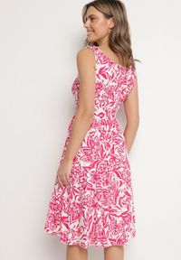 Born2be - Ciemnoróżowa Bawełniana Sukienka Rozkloszowana Ozdobiona Guzikami Lisavena. Okazja: na co dzień. Kolor: różowy. Materiał: bawełna. Wzór: aplikacja. Typ sukienki: rozkloszowane. Styl: casual, elegancki #6