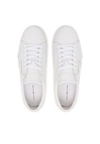 TOMMY HILFIGER - Tommy Hilfiger Sneakersy Signature Midsole Lace-Up Trainers With Leather FM0FM05814 Biały. Kolor: biały. Materiał: skóra #3