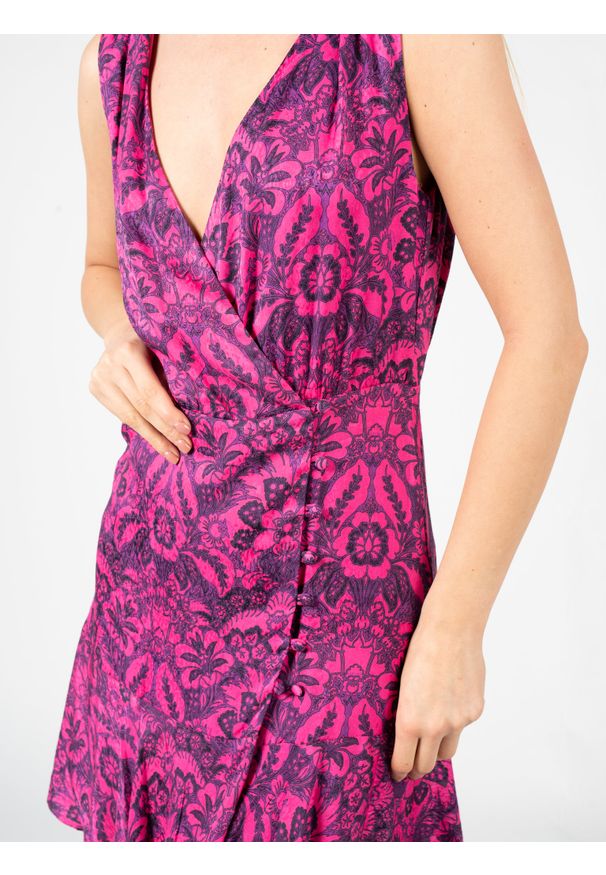 Pinko Sukienka "Adele" | 1G183V A016 | Kobieta | Różowy, Fioletowy. Okazja: na spotkanie biznesowe. Kolor: fioletowy, różowy, wielokolorowy. Materiał: wiskoza. Typ sukienki: kopertowe. Styl: biznesowy, elegancki