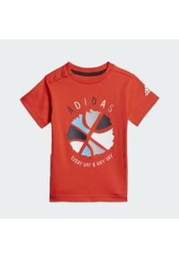 Koszulka + spodenki komplet dziecięcy Adidas Summer Set bawełniany. Kolor: czarny. Materiał: bawełna