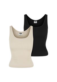 Damski tank top Urban Classics Organic Basic (x2). Kolor: beżowy, wielokolorowy, czarny. Materiał: bawełna, elastan #1