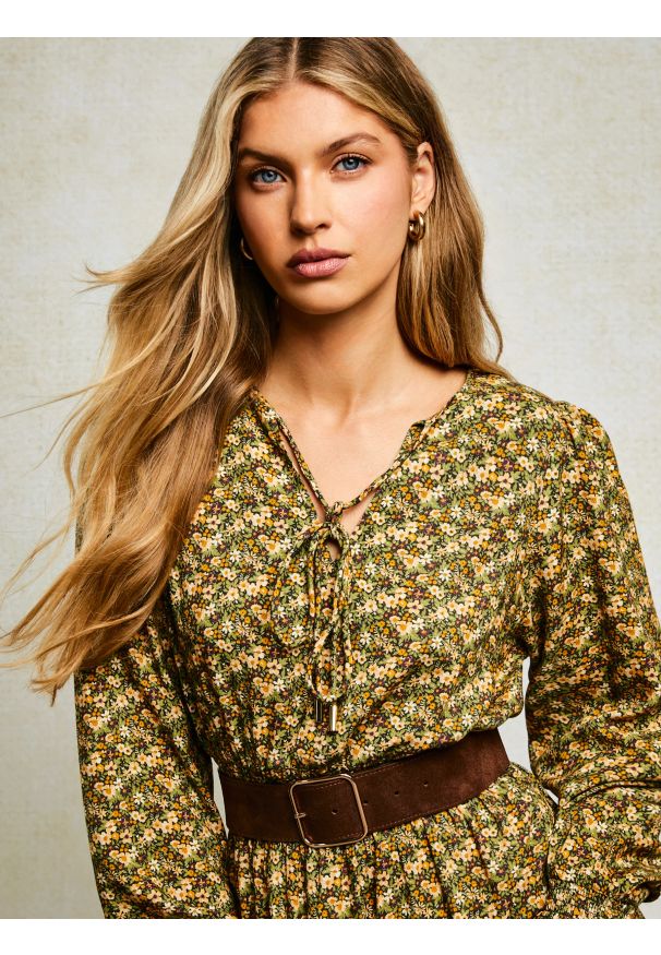 Big-Star - Pasek damski skórzany zamszowy brązowy Gelta 804. Kolor: brązowy. Materiał: skóra, zamsz