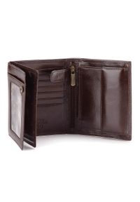 Wittchen - Męski portfel skórzany duży ciemny brąz. Kolor: brązowy. Materiał: skóra. Wzór: aplikacja #2