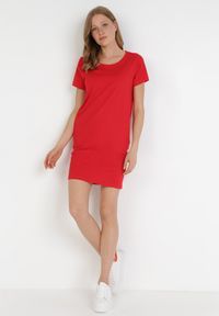 Born2be - Czerwona Sukienka Apheilise. Kolor: czerwony. Długość rękawa: krótki rękaw. Wzór: kolorowy, bez wzorów. Typ sukienki: proste. Długość: mini #2