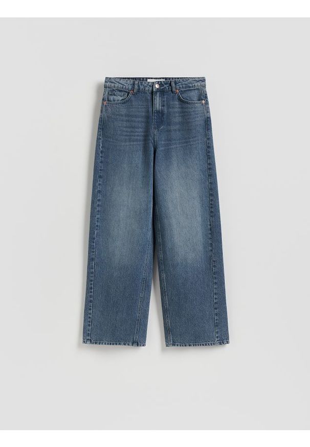 Reserved - Jeansy wide leg - niebieski. Kolor: niebieski